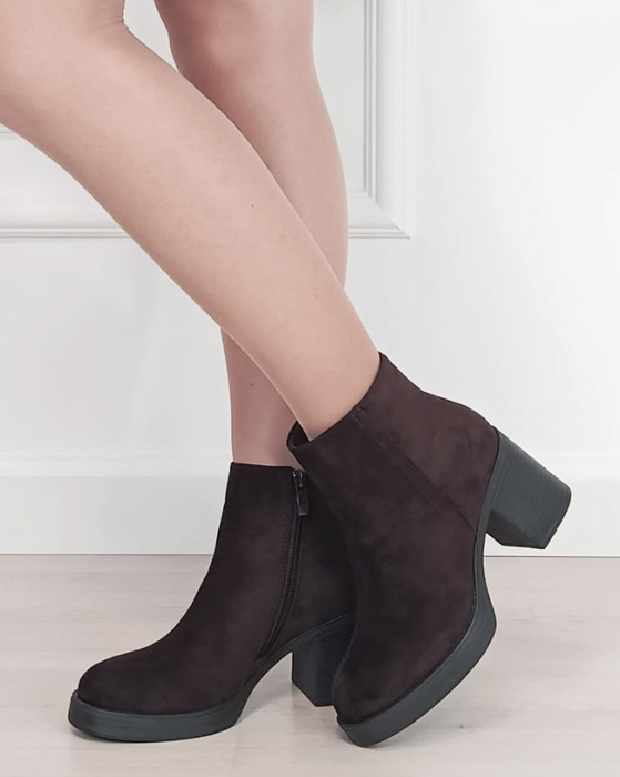 Botine maro elegante cu toc gros 6322-1 117 [2]