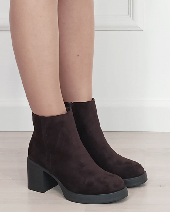 Botine maro elegante cu toc gros 6322-1 117 [6]