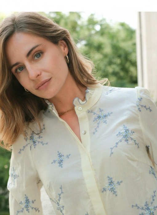 Camasa galben pastel cu broderie aplicata ASD96526 M9 [2]