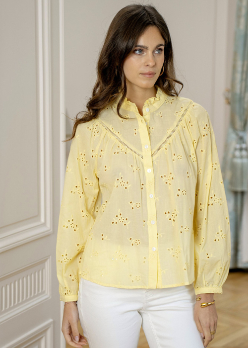 Camasa galbena din bumbac cu perforatii englezesti ASD97035 M9 [4]