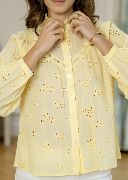 Camasa galbena din bumbac cu perforatii englezesti ASD97035 M9 [3]