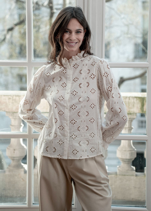 Camasa ivory din bumbac brodata A232-1 M9 [2]