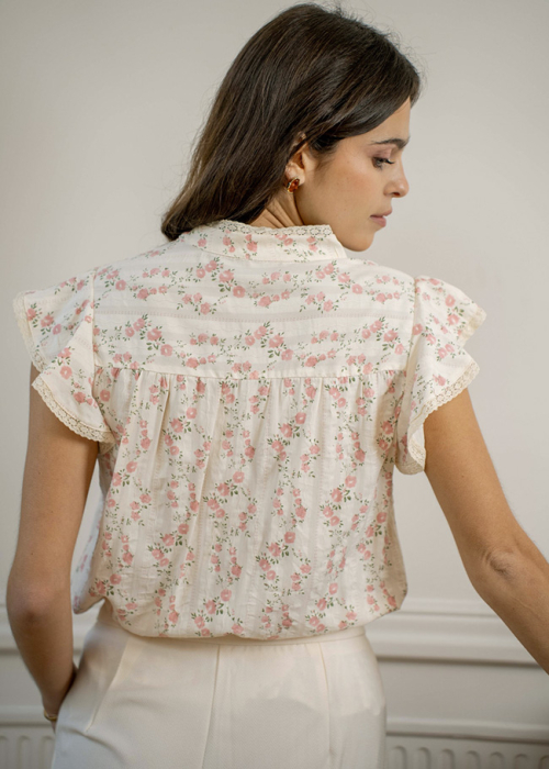 Camasa ivory din bumbac cu imprimeu floral ASD97032 M9 [3]