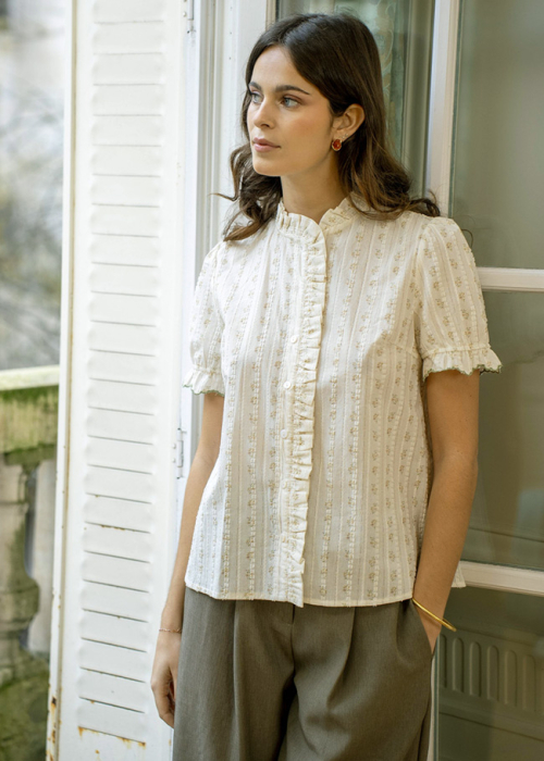 Camasa ivory din bumbac cu imprimeu ZS8008 M9 [3]