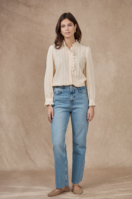 Camasa piersica deschis cu broderie aplicata ZS8002 [5]