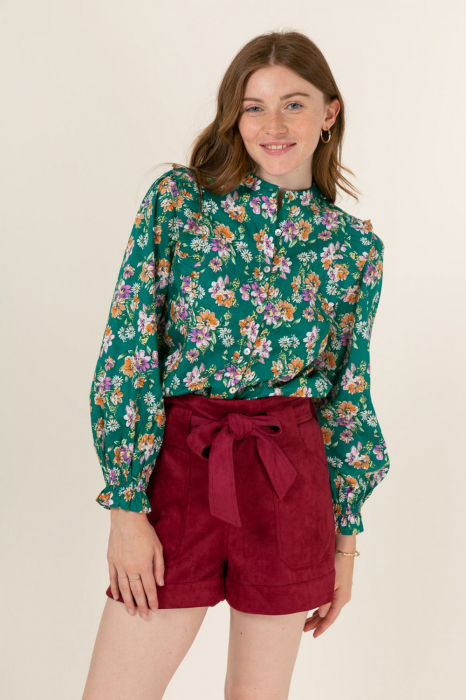 Camasa verde din bumbac cu imprimeu floral ASD90076 [4]