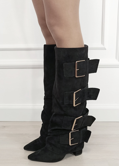 Cizme negre elegante cu toc comod 7677A-1 19 [2]