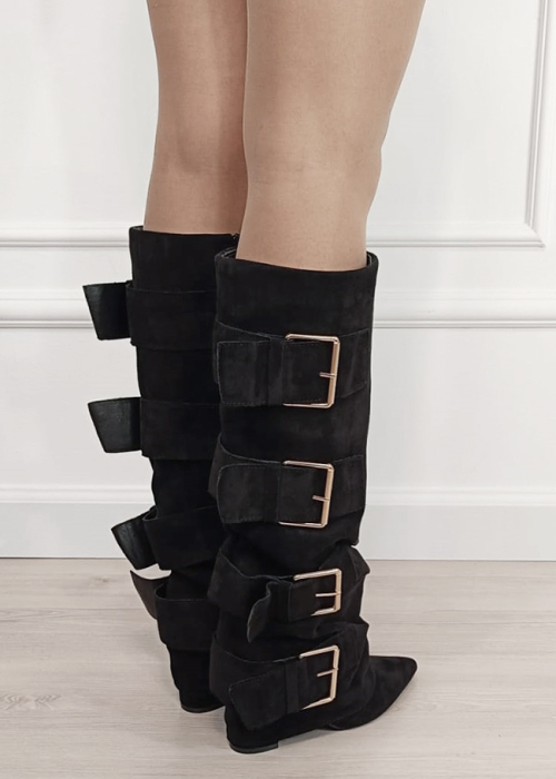 Cizme negre elegante cu toc comod 7677A-1 19 [6]