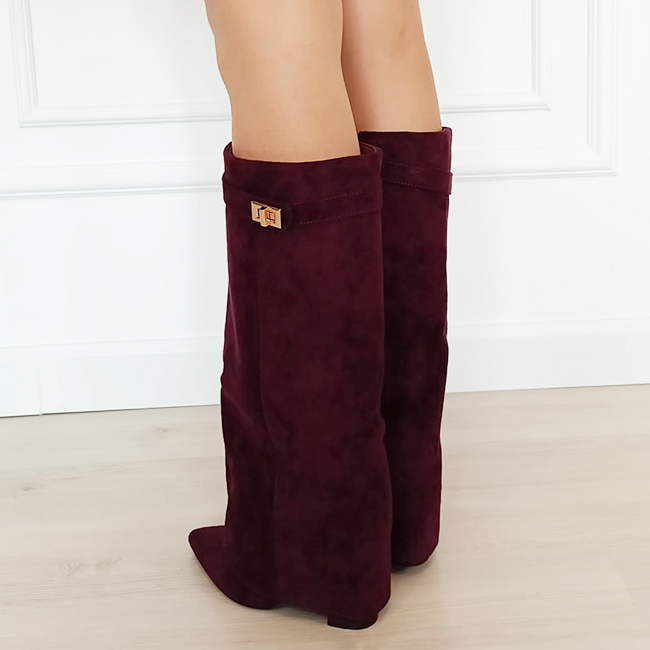 Cizme bordo elegante cu toc comod 9501A 113 [8]