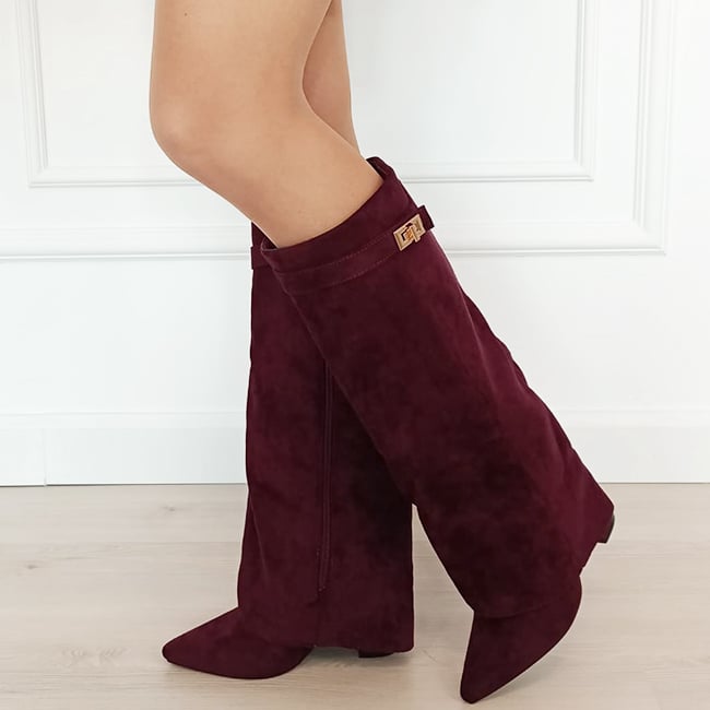 Cizme bordo elegante cu toc comod 9501A 113 [1]