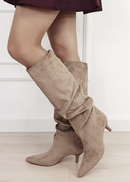 Cizme lungi kaki cu toc mic 2512A 117 [2]