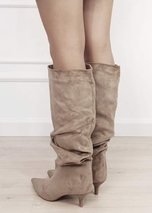 Cizme lungi kaki cu toc mic 2512A 117 [3]