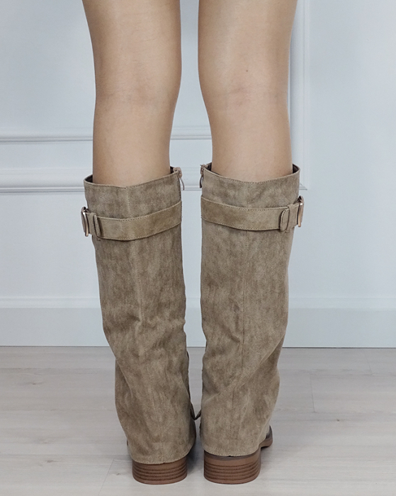 Cizme lungi kaki din velur ecologic 6503 118 [4]