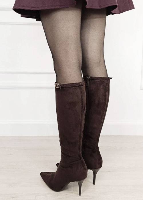 Cizme lungi maro cu toc stiletto 7112 111 [5]