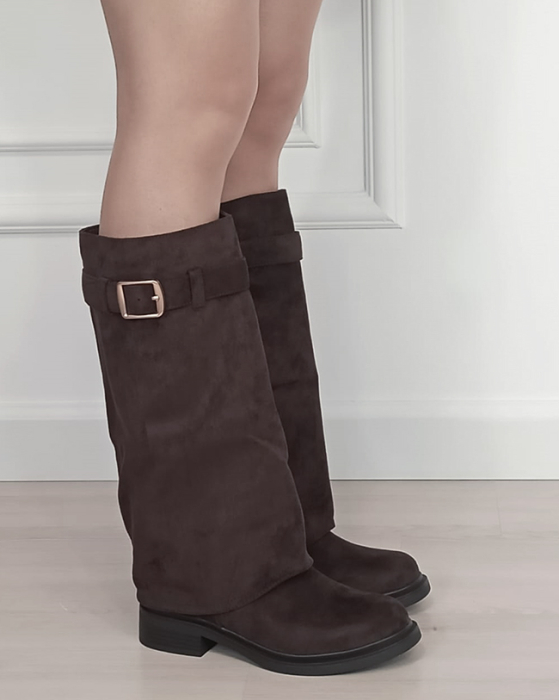 Cizme lungi maro din velur ecologic 6503 118 [6]