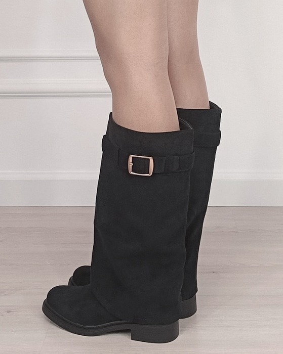 Cizme lungi negre din velur ecologic 6503 118 [3]