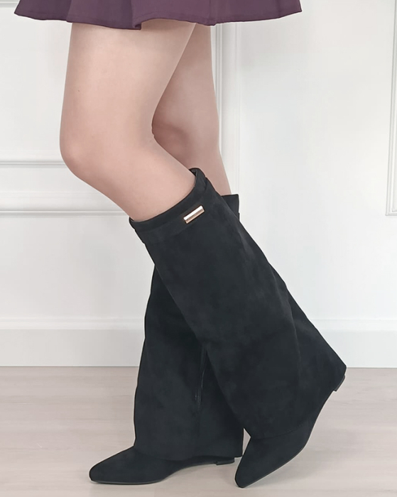 Cizme lungi negre cu toc 9623A-1 19 [2]