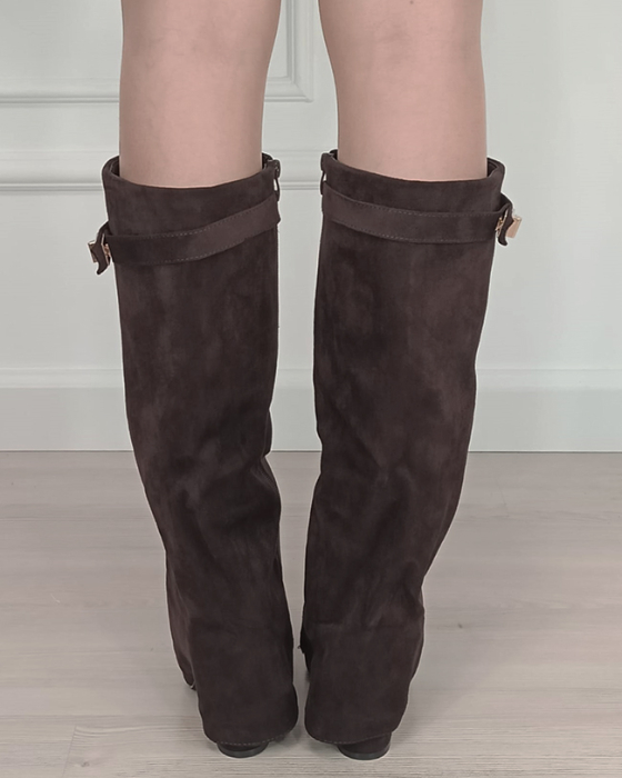 Cizme maro elegante cu toc comod 9501A 113 [4]