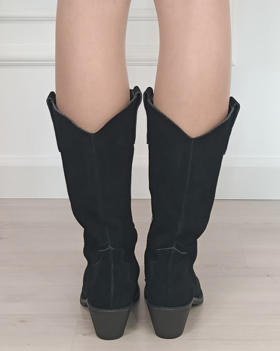 Cizme din piele naturala tip ciocate negre cu toc 5312 19 [4]