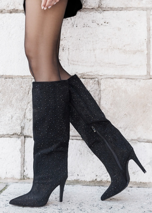 Cizme negre cu strasuri 72527A 110 [1]