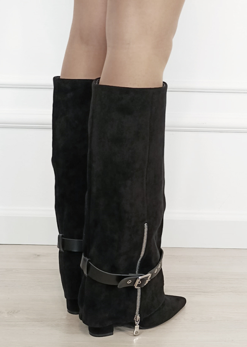 Cizme negre elegante cu toc comod 2502A-1 19 [6]