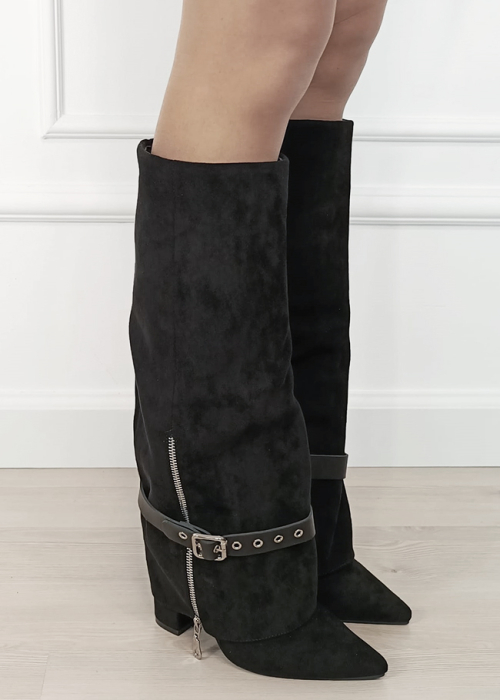 Cizme negre elegante cu toc comod 2502A-1 19 [2]