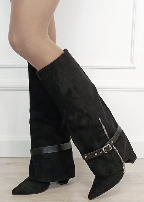 Cizme negre elegante cu toc comod 2502A-1 19 [1]