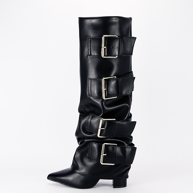 Cizme negre elegante cu toc comod 7677A 110 [2]