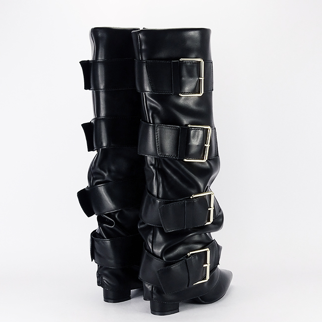 Cizme negre elegante cu toc comod 7677A 110 [5]