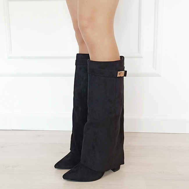 Cizme negre elegante cu toc comod 9501A 113 [3]