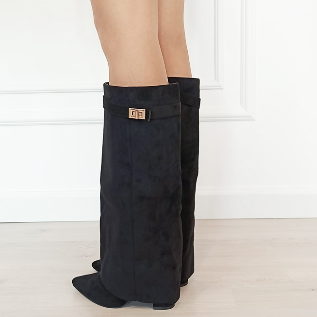 Cizme negre elegante cu toc comod 9501A 113 [4]