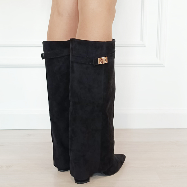 Cizme negre elegante cu toc comod 9501A 113 [5]