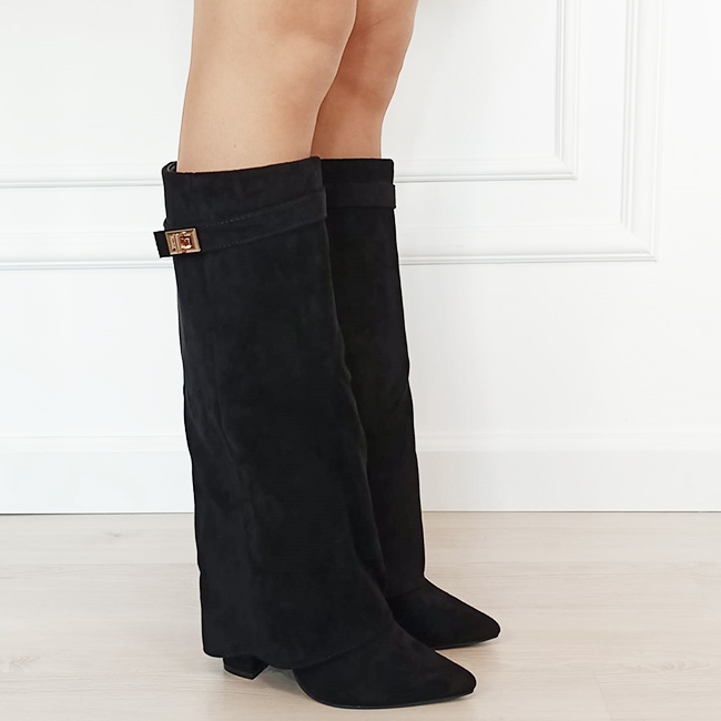 Cizme negre elegante cu toc comod 9501A 113 [6]