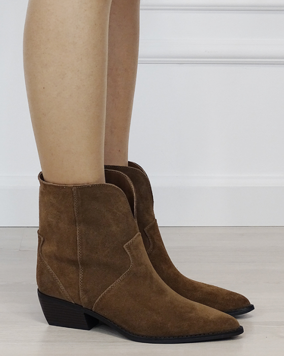 Cizme scurte camel din piele naturala cu toc comod 5311 19 [6]