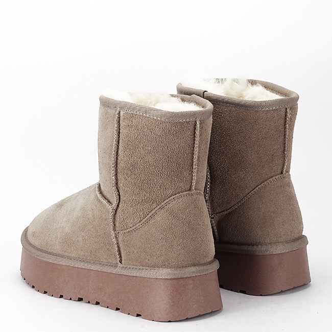 Cizme scurte kaki deschis din piele naturala W5825 110 [3]