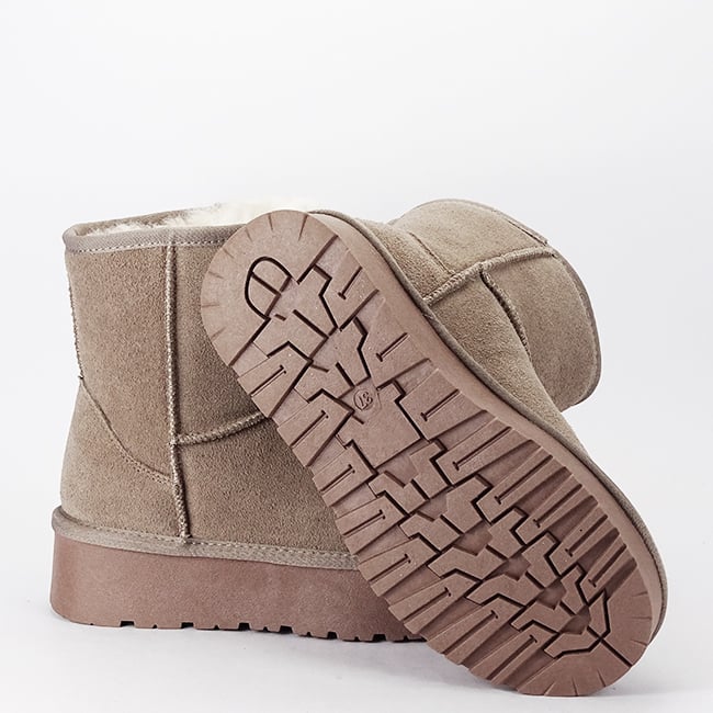 Cizme scurte kaki deschis din piele naturala W5825 110 [8]