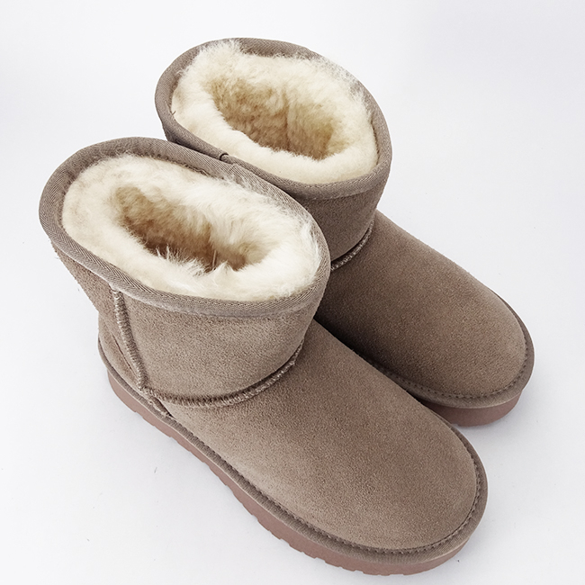 Cizme scurte kaki deschis din piele naturala W5825 110 [7]