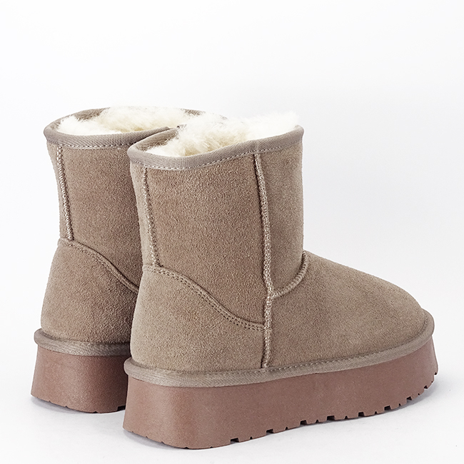 Cizme scurte kaki deschis din piele naturala W5825 110 [5]