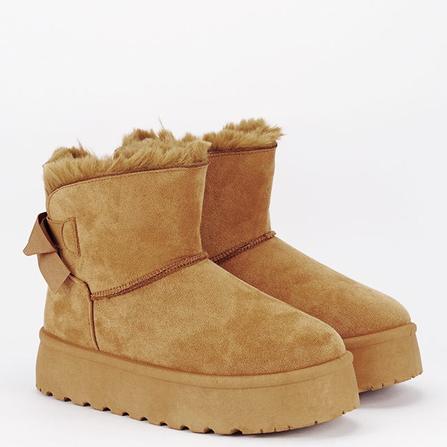 Cizme scurte camel cu fundita in spate DAY9057 113 [3]
