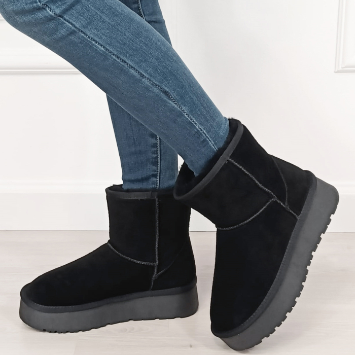 Cizme scurte negre din piele naturala W5825 110 [2]