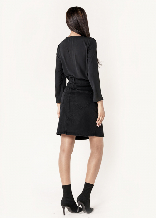 Fusta scurta neaga de denim P213 M10 [4]