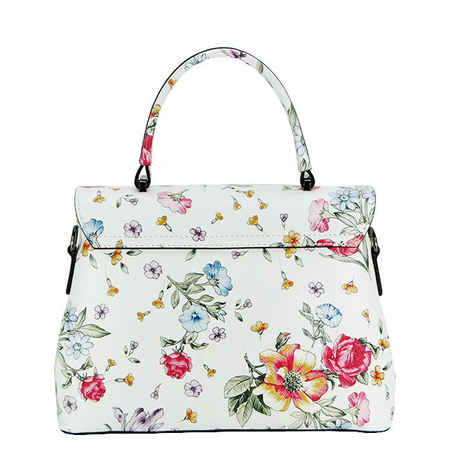 Geanta din piele alba cu imprimeu floral 8959 124 [3]