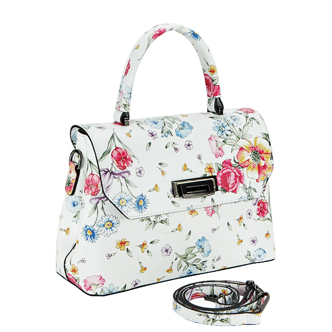 Geanta din piele alba cu imprimeu floral 8959 124 [2]
