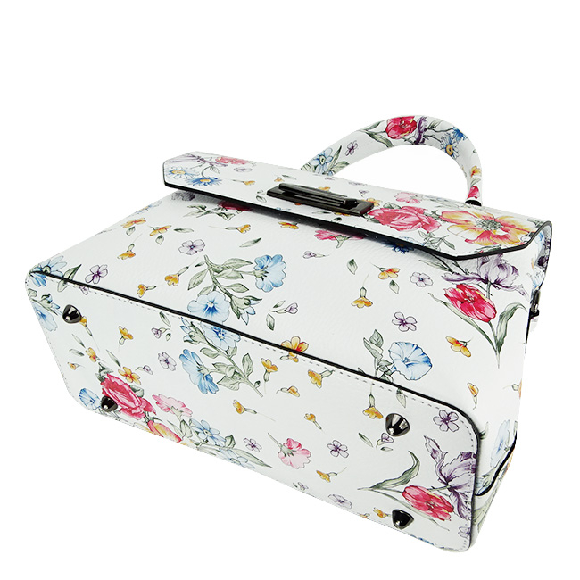 Geanta din piele alba cu imprimeu floral 8959 124 [4]