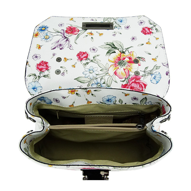 Geanta din piele alba cu imprimeu floral 8959 124 [5]