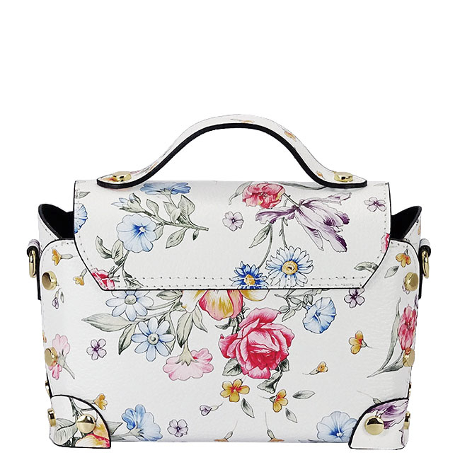 Geanta alba din piele naturala cu imprimeu floral 1616 131 [6]