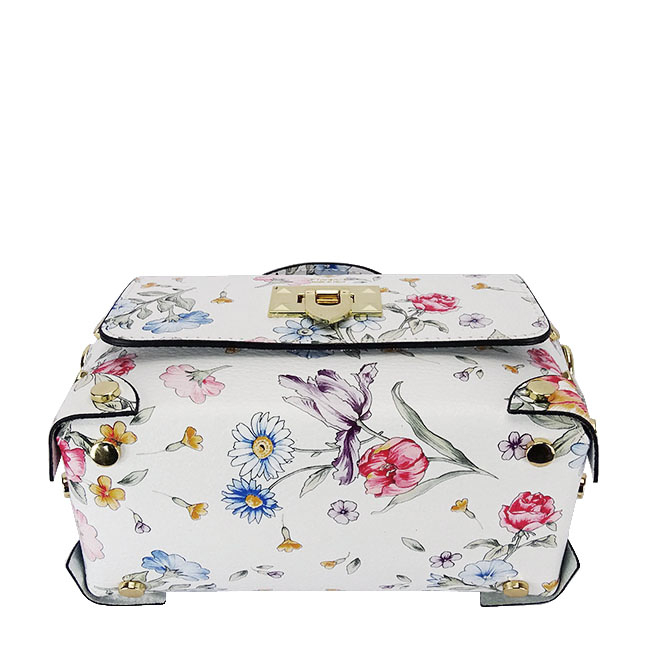 Geanta alba din piele naturala cu imprimeu floral 1616 131 [7]