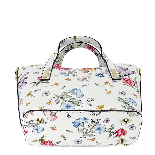 Geanta alba din piele naturala cu imprimeu floral 8904 131 [7]