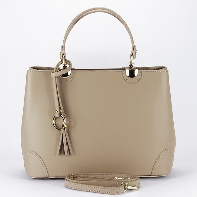 Geanta bej de talie mare din piele naturala 1330 M9 [5]