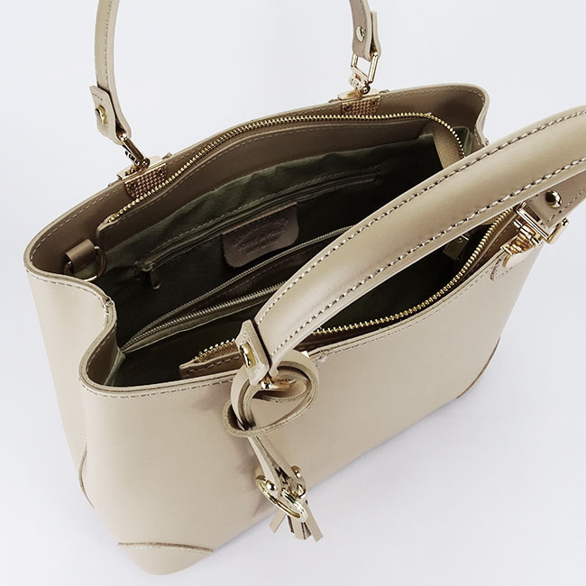 Geanta bej de talie mare din piele naturala 1330 M9 [8]